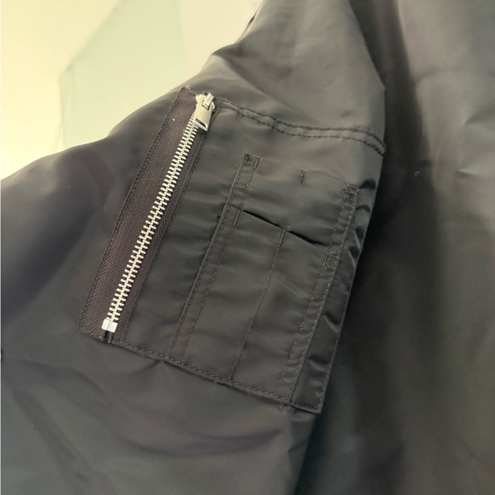 Men's Black Bomber Jacket - Picture 7 of 8